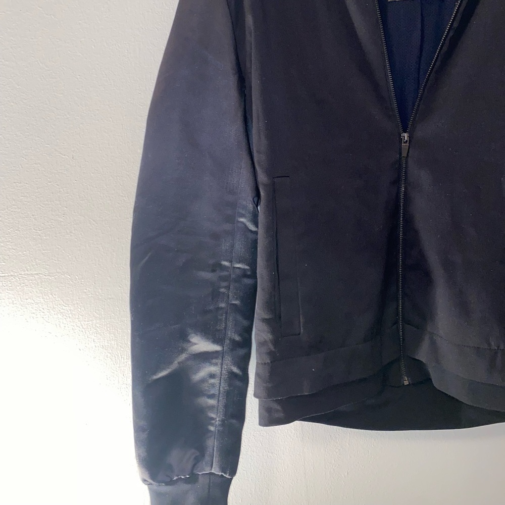 Zara Man Black Bomber Jacket with Satin Sleeves and elastic wrist Size S - Picture 5 of 8